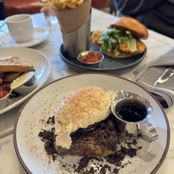 Sungold - Chocolate babka French toast and a Crispy Chicken Sandwich with fries - Breakfast & Brunch Near Me - Brooklyn, New York