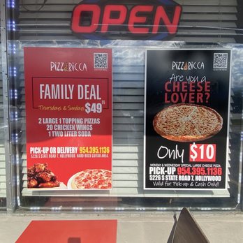 Pizza Ricca - Outside menu - Pizza Near Me - Hollywood, Florida