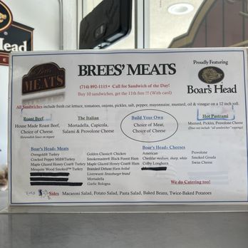 Brees' Meats - $12-15 sandwiches: 4/13/26 menu - Meat Shops Near Me - Garden Grove, California Brees' Meats - $12-15 sandwiches: 4/13/26 menu - Meat Shops Near Me - Garden Grove, California