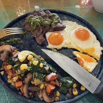 Breakfast Company - Steak and eggs, beautiful plate. - Breakfast & Brunch Near Me - West Hollywood, California Breakfast Company - Steak and eggs, beautiful plate. - Breakfast & Brunch Near Me - West Hollywood, California