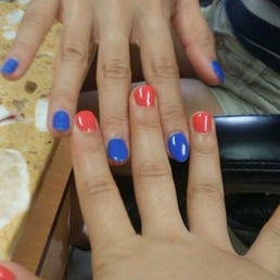 Orange and blue gel polish Orange and blue gel polish