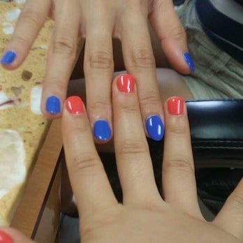 Swan Nail - Orange and blue gel polish - Nail Salons Near Me - Gainesville, Florida Swan Nail - Orange and blue gel polish - Nail Salons Near Me - Gainesville, Florida
