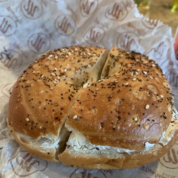 Manhattan Bagel - everything with cream cheese - Bagels Near Me - Spotswood, New Jersey