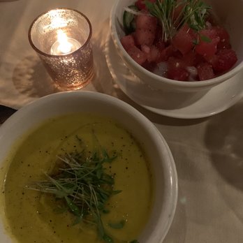 Roost - Melon soup and watermelon salad - New American Near Me - Houston, Texas Roost - Melon soup and watermelon salad - New American Near Me - Houston, Texas