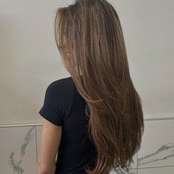 Van Michael Salon - Warm Natural Brunette Balayage with face framing and long layers for movement in Midtown, Atlanta