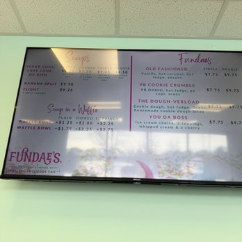 Fundae's Ice Cream & Sweets - Menu 2/26. - Ice Cream & Frozen Yogurt Near Me - Whitestown, Indiana Fundae's Ice Cream & Sweets - Menu 2/26. - Ice Cream & Frozen Yogurt Near Me - Whitestown, Indiana