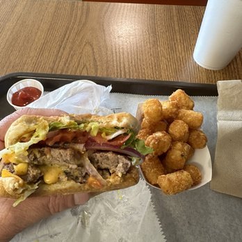 The Hot Dog King - Double Cheeseburger, tater tots, and drink over $14. - Hot Dogs Near Me - Arden, North Carolina The Hot Dog King - Double Cheeseburger, tater tots, and drink over $14. - Hot Dogs Near Me - Arden, North Carolina
