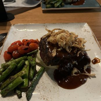 One Twenty Three Tavern - Meatloaf over mashed potatoes with asparagus and grape tomatoes. Upgraded comfort food! - New American Near Me - Grand Rapids, Michigan One Twenty Three Tavern - Meatloaf over mashed potatoes with asparagus and grape tomatoes. Upgraded comfort food! - New American Near Me - Grand Rapids, Michigan