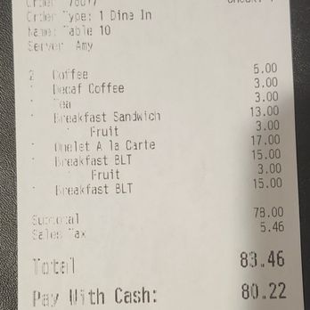 On A Roll Cafe - The bill - Cafes Near Me - Lenox, Massachusetts