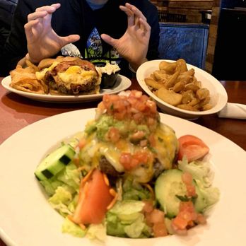 Boston Burger - Mac Attack Burger, Garlic Parmesan Fries, and Green Monstah as a Bowl - Burgers Near Me - Cambridge, Massachusetts