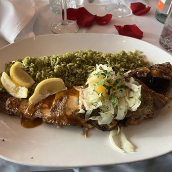 Hemenway's Restaurant - Whole Baked Fish Of The Day - black bass with cilantro rice - Seafood Near Me - Providence, Rhode Island Hemenway's Restaurant - Whole Baked Fish Of The Day - black bass with cilantro rice - Seafood Near Me - Providence, Rhode Island