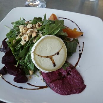 Root Down - Cana de Oveja (spanish sheep's milk aged brie style) with fresh arugula, toasted hazelnuts with beets and puree. - New American Near Me - Denver, Colorado