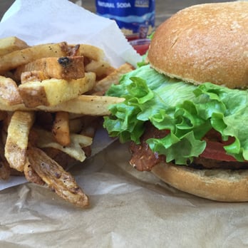Evolution Fast Food - Bacon Cheeseburger with fries. So delicious!! - Vegetarian Near Me - San Diego, California Evolution Fast Food - Bacon Cheeseburger with fries. So delicious!! - Vegetarian Near Me - San Diego, California