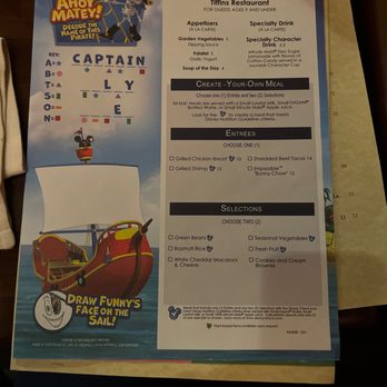 Tiffins Restaurant - Kids menu July 2022 - New American Near Me - Lake Buena Vista, Florida Tiffins Restaurant - Kids menu July 2022 - New American Near Me - Lake Buena Vista, Florida