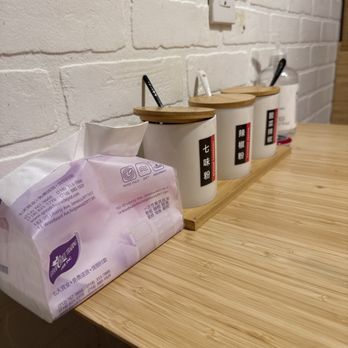 Kyuramen - Cherry Hill - Spices and call button, sanitizer, tissues - Ramen Near Me - Cherry Hill, New Jersey