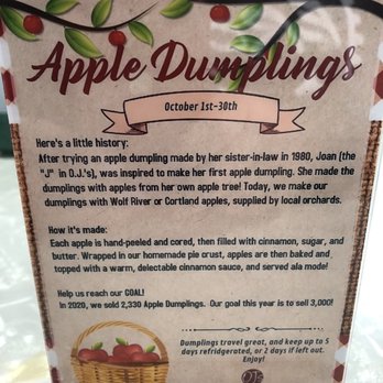OJ's Midtown Restaurant - Apple dumplings are available all October, but then they're gone for another year! - Breakfast & Brunch Near Me - Gillett, Wisconsin