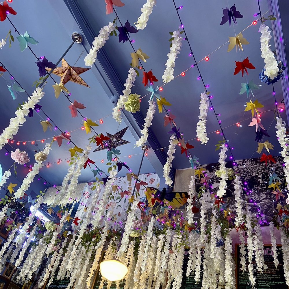 Karma Cafe - Ceiling decorations - Coffee & Tea Near Me - San Francisco, California Karma Cafe - Ceiling decorations - Coffee & Tea Near Me - San Francisco, California
