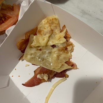 Jack in the Box - I think this is supposed to be bacon that I didn't want. And on top of that is a melted piece of plastic Velveeta - Fast Food Near Me - Mesa, Arizona Jack in the Box - I think this is supposed to be bacon that I didn't want. And on top of that is a melted piece of plastic Velveeta - Fast Food Near Me - Mesa, Arizona