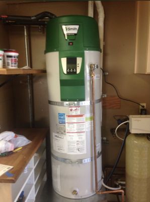 High efficiency water heater. - This water heater replaces your old water heater. This unit provides more hot water faster and more efficiently.