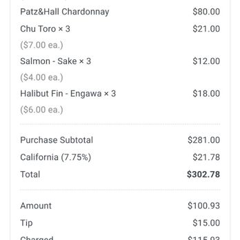 Hidden Fish - Bill for dinner - Sushi Bars Near Me - San Diego, California Hidden Fish - Bill for dinner - Sushi Bars Near Me - San Diego, California