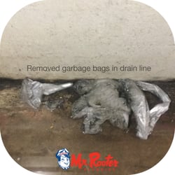 Mr. Rooter Plumbing Of Happy Valley - We were called out to a line stoppage. We removed several garbage bags. Afterwards, we inspected the line to confirm the line was clear.