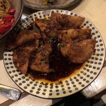 Sugarcane - Szechuan Shrimp & Pork Dumplings. Too greasy - Cocktail Bars Near Me - Las Vegas, Nevada Sugarcane - Szechuan Shrimp & Pork Dumplings. Too greasy - Cocktail Bars Near Me - Las Vegas, Nevada