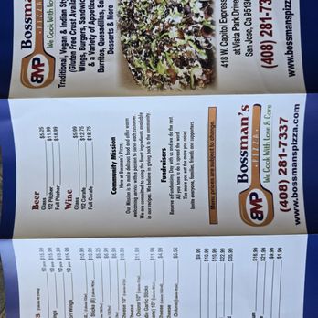 Bossman's Pizza - Menu August 2024 - Pizza Near Me - San Jose, California Bossman's Pizza - Menu August 2024 - Pizza Near Me - San Jose, California