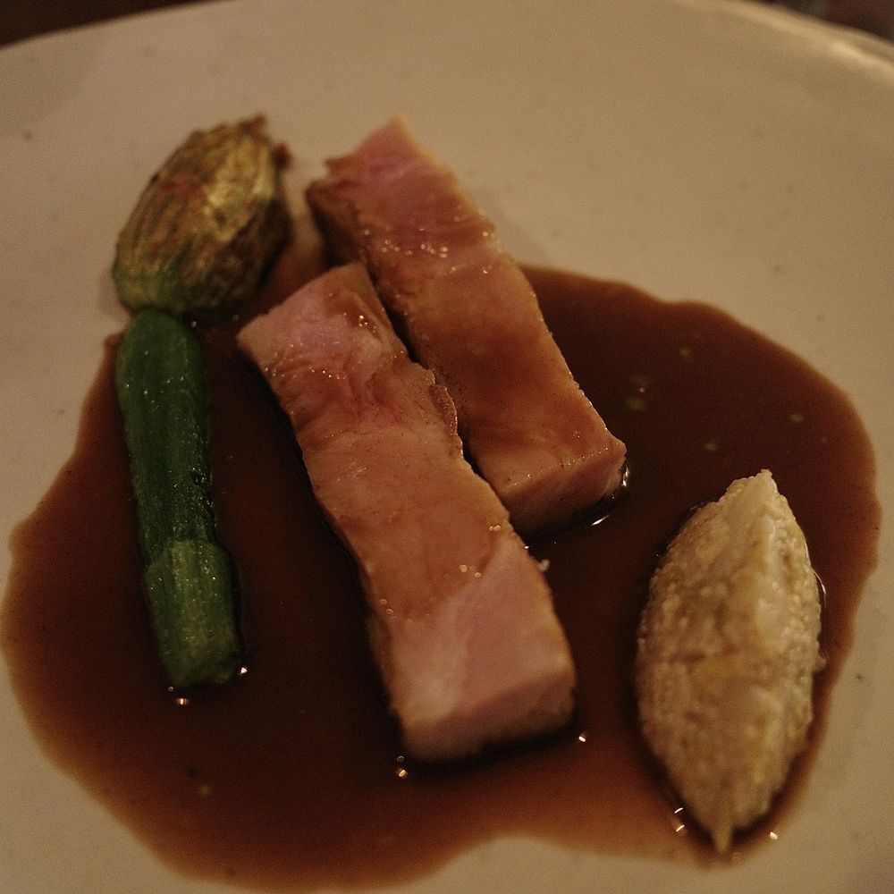 Baroo - peads & barnett kimchi brined pork collar, pastrami squash blossom mandoo, kimchi jus - Korean Near Me - Los Angeles, California Baroo - peads & barnett kimchi brined pork collar, pastrami squash blossom mandoo, kimchi jus - Korean Near Me - Los Angeles, California