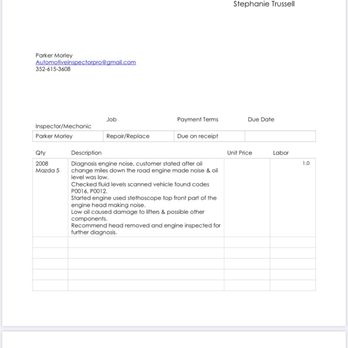 Klein Honda - Invoice from mechanic here in Ocala Fl - Auto Repair Near Me - Everett, Washington