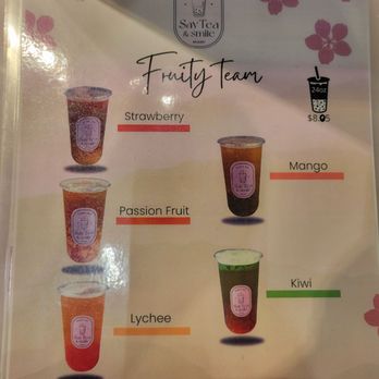 Say Tea & Smile - Menu - December 2024 - Bubble Tea Near Me - Pinecrest, Florida