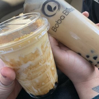Boba Bliss - Creme brûlée milk tea and Stumptown cold brew milk tea with honey boba - Bubble Tea Near Me - Dublin, California Boba Bliss - Creme brûlée milk tea and Stumptown cold brew milk tea with honey boba - Bubble Tea Near Me - Dublin, California
