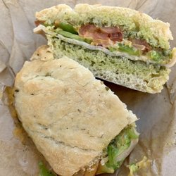 Angeline's Bakery & Café - Turkey with pesto on focaccia bread