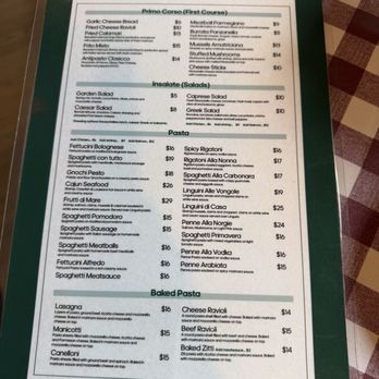 Casa D’Italia - Dinner menu - Italian Near Me - Tupelo, Mississippi
