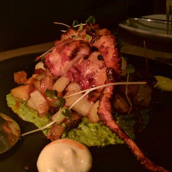 Lechon - Grilled octopus, chorizo, fried potatoes, salsa verde, preserved lemon $15 - Tapas Bars Near Me - Portland, Oregon Lechon - Grilled octopus, chorizo, fried potatoes, salsa verde, preserved lemon $15 - Tapas Bars Near Me - Portland, Oregon
