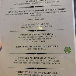 Twins Tavern - Menu Back