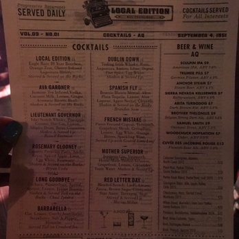 Local Edition - Cocktail menu - Lounges Near Me - San Francisco, California Local Edition - Cocktail menu - Lounges Near Me - San Francisco, California