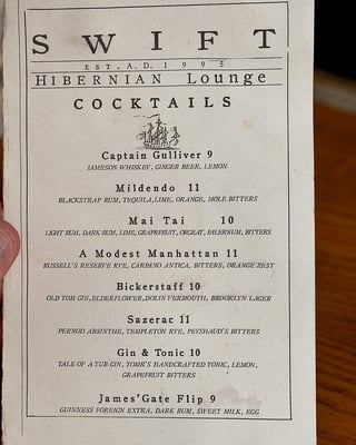 Menu photo 8 Swift Hibernian Lounge New York, NY Menu photo 8 Swift Hibernian Lounge New York, NY