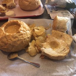 Soup bowl and sandwich