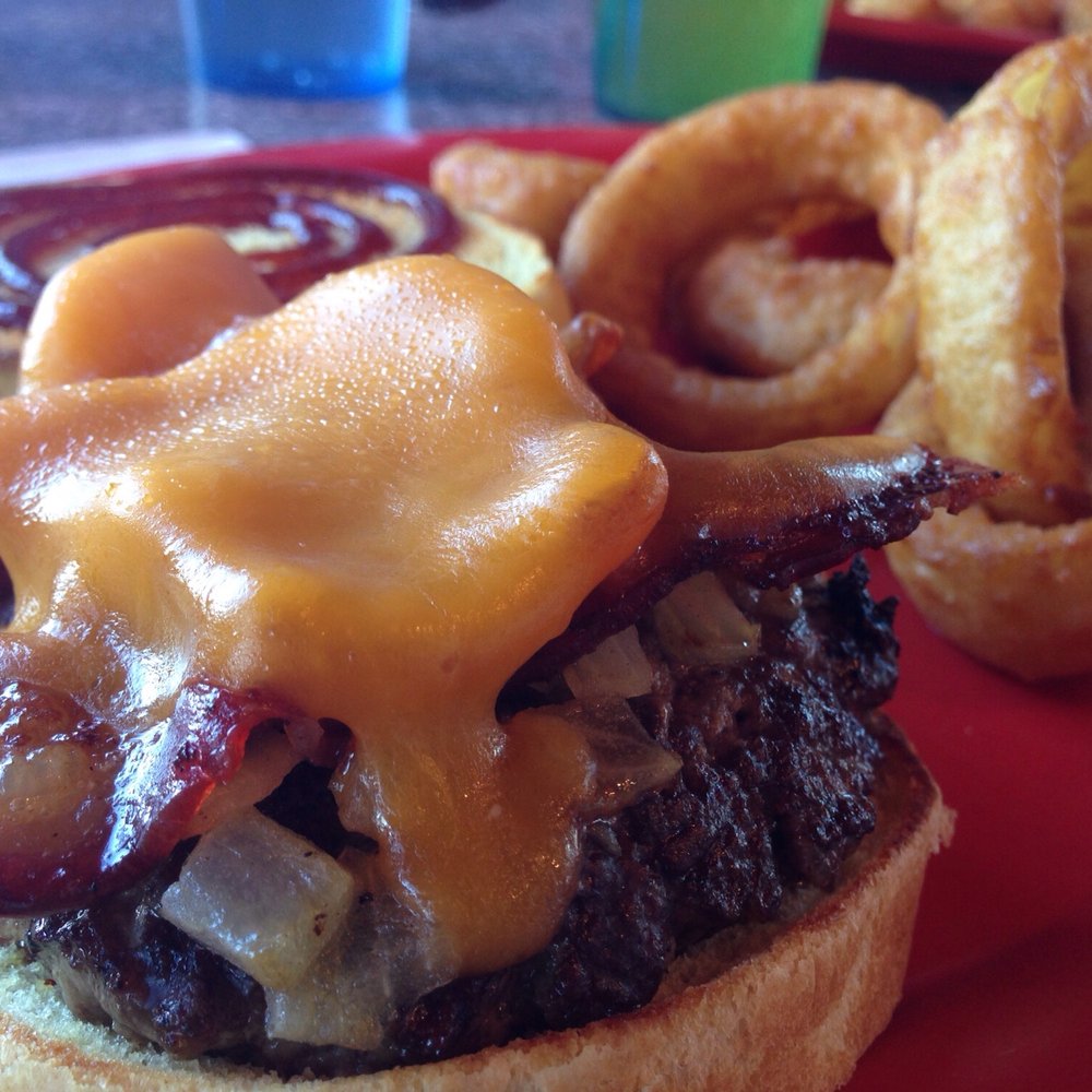 Betty's Diner - BBQ Cheeseburger Close-up. - American Near Me - Polson, Montana Betty's Diner - BBQ Cheeseburger Close-up. - American Near Me - Polson, Montana