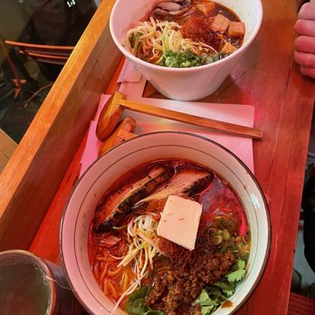 karakatta - Bottom is Butter Miso Ramen and top is Spicy Veggie Curry Ramen - Ramen Near Me - New York, New York karakatta - Bottom is Butter Miso Ramen and top is Spicy Veggie Curry Ramen - Ramen Near Me - New York, New York