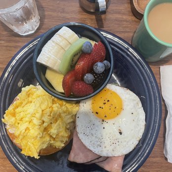 Eight AM - Bagels with scrambled eggs, cheese, and another with ham and egg - New American Near Me - San Francisco, California Eight AM - Bagels with scrambled eggs, cheese, and another with ham and egg - New American Near Me - San Francisco, California