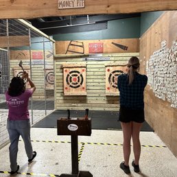 Throwing some hatchets.