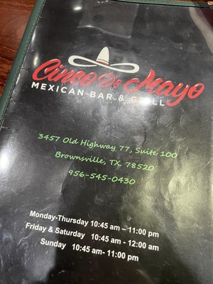 Menu photo 3 Cinco De Mayo Brownsville, TX Menu photo 3 Cinco De Mayo Brownsville, TX