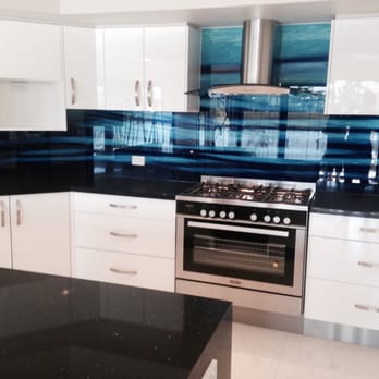 James Kitchens - Clear island waters - glass Splashback - Cabinetry Near Me - Arundel, QLD