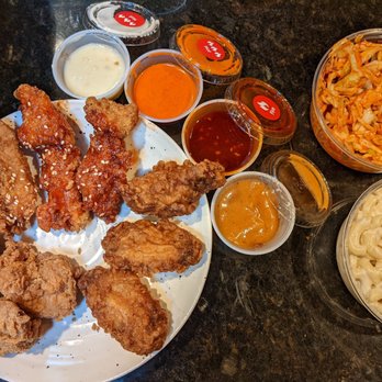 Sweet Radish - Chicken: Tenders (top), Thights (left), wings (bottom right)...
Sauces galore...
Kimchi slaw (top right)
Macaroni Salad (bottom right)... - Korean Near Me - Everett, Washington Sweet Radish - Chicken: Tenders (top), Thights (left), wings (bottom right)...
Sauces galore...
Kimchi slaw (top right)
Macaroni Salad (bottom right)... - Korean Near Me - Everett, Washington