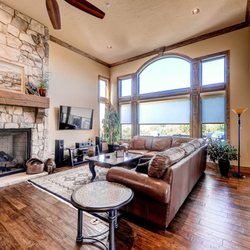 SmartLife Audio Video - Automated shades with fabric wrapped fascia.