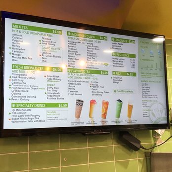 Mr Green Bubble - Drink menu (also on a tablet you can swipe through at the counter to view the food menu) - Bubble Tea Near Me - West Menlo Park, California