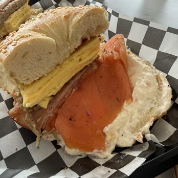 Brooklyn Bagel & Deli - Breakfast sandwich with breakfast meat + smoked salmon - Breakfast & Brunch Near Me - Atlanta, Georgia Brooklyn Bagel & Deli - Breakfast sandwich with breakfast meat + smoked salmon - Breakfast & Brunch Near Me - Atlanta, Georgia