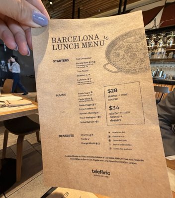 Menu photo 3 Teleferic Barcelona Long Beach, CA Menu photo 3 Teleferic Barcelona Long Beach, CA