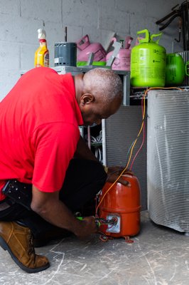 Leak search - Call was for a no cool service. We check for refrigerant levels first and then we do a leak search. Once the leak is found, we determine if it is a repairable leak or if the part needs to be replaced. Leak search - Call was for a no cool service. We check for refrigerant levels first and then we do a leak search. Once the leak is found, we determine if it is a repairable leak or if the part needs to be replaced.